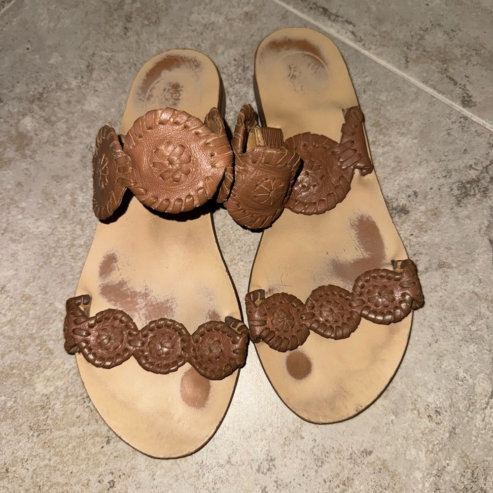 Jack Rogers Brown Leather Women's Sandals Size 7